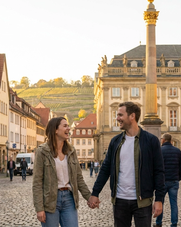 Couple on a date in Stuttgaart, Germany — ExpatSingles dating for expats