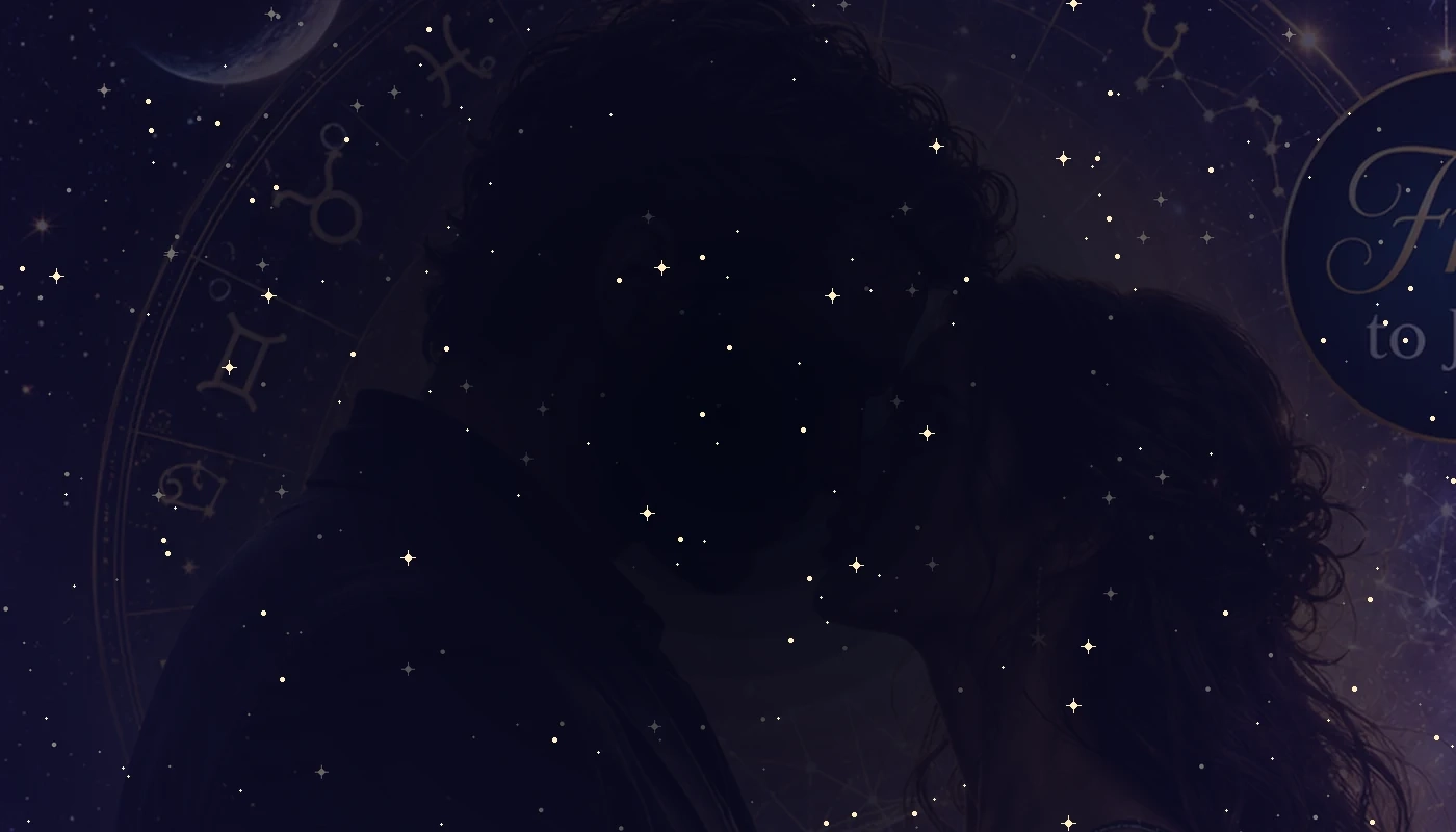 A cinematic romantic astrology dating scene