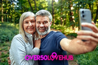 Mature couple enjoying a date arranged through Over 50 Love Hub.
