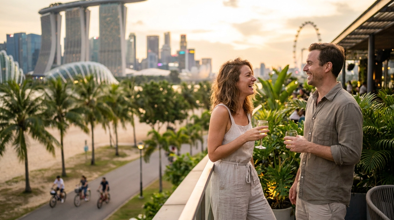 Couple on a date in East Coast, Singapore — ExpatSingles dating for expats