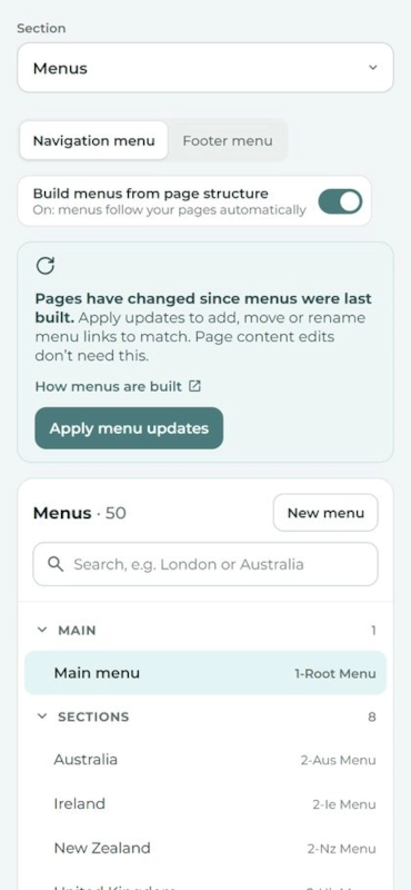 Menus, on a phone.