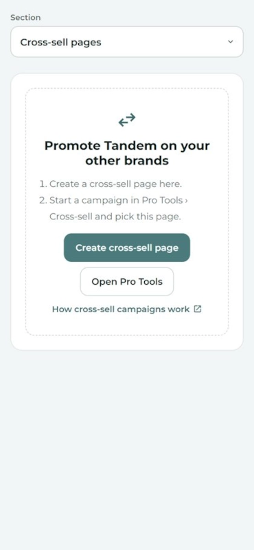 Cross-sell pages, on a phone.