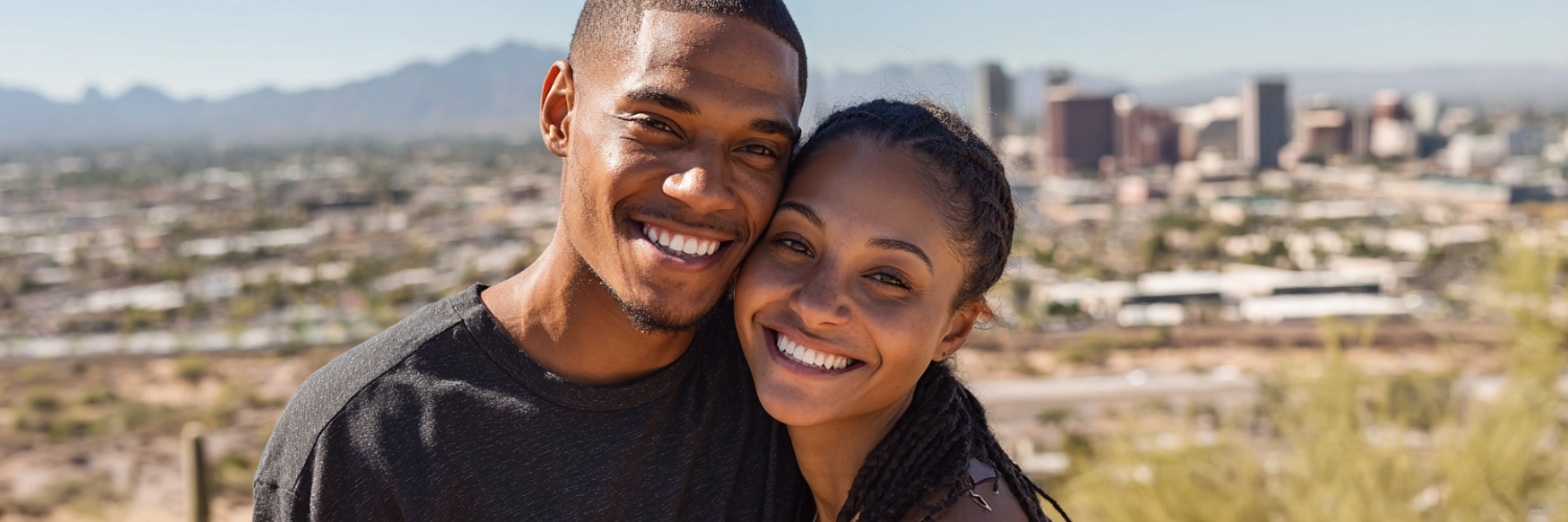 A couple enjoying a sunset in Phoenix, symbolizing meaningful connections and safety in dating