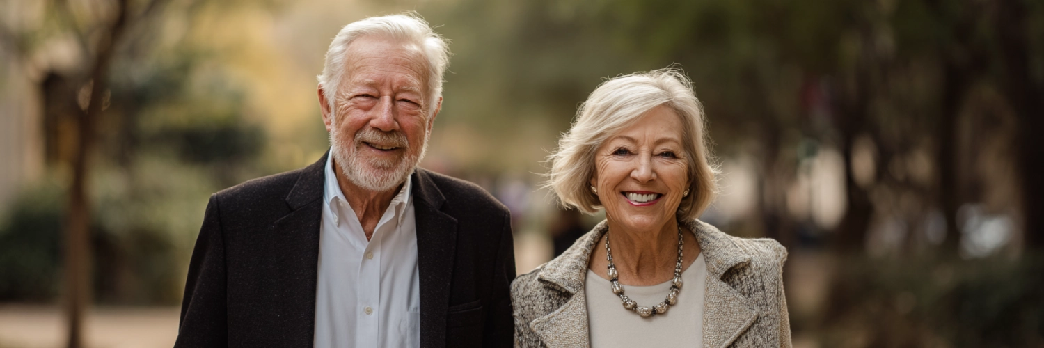 Couple enjoying a sunset in Jacksonville, embracing love in retirement