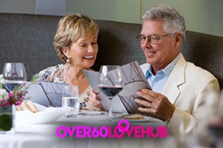 Mature couple connecting during a romantic evening date after 60 on Over 60 Love Hub
