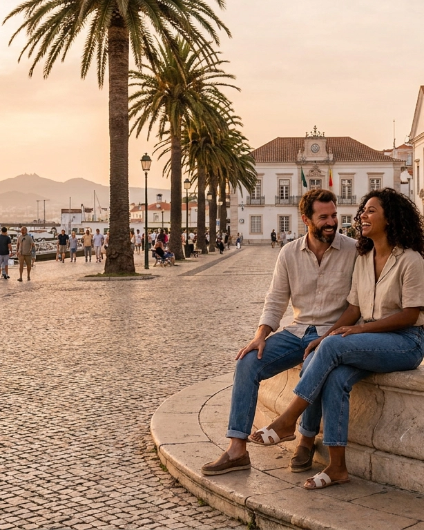 Couple on a date in Cascais, Portugal — ExpatSingles dating for expats