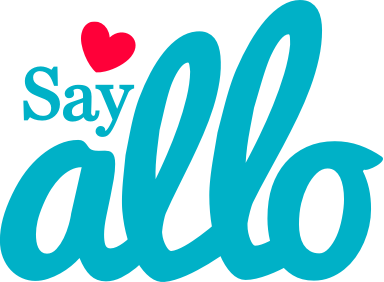 Say Allo Logo with a red heart above the logo