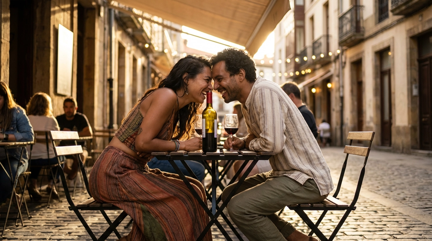 Couple on a date in Gijón, Spain — ExpatSingles dating for expats
