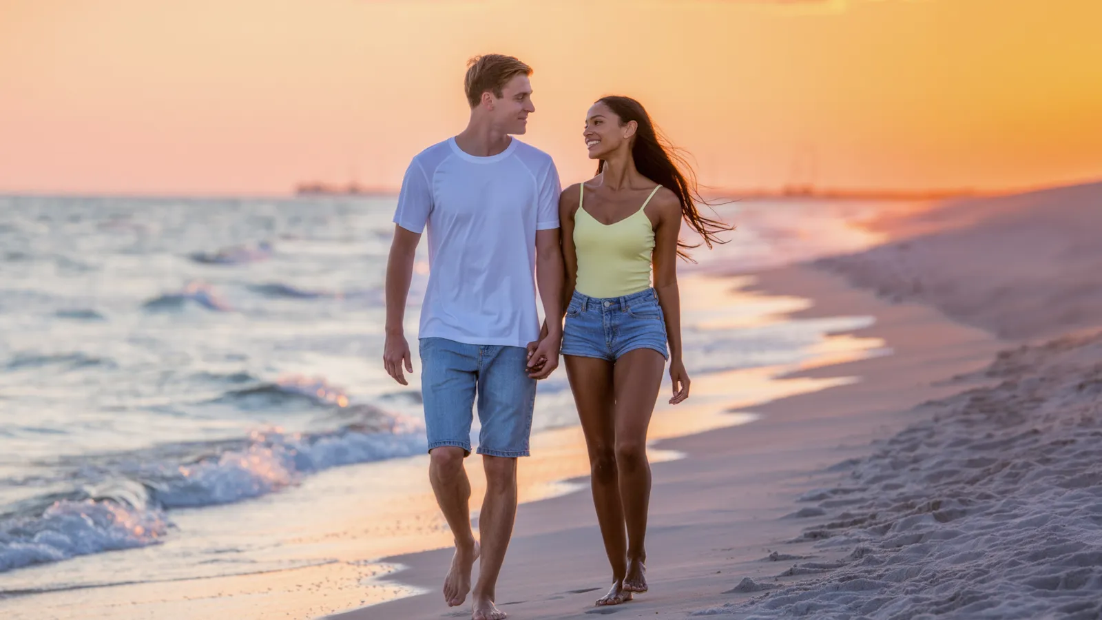 Interracial couple at the beach in Jacksonville Florida