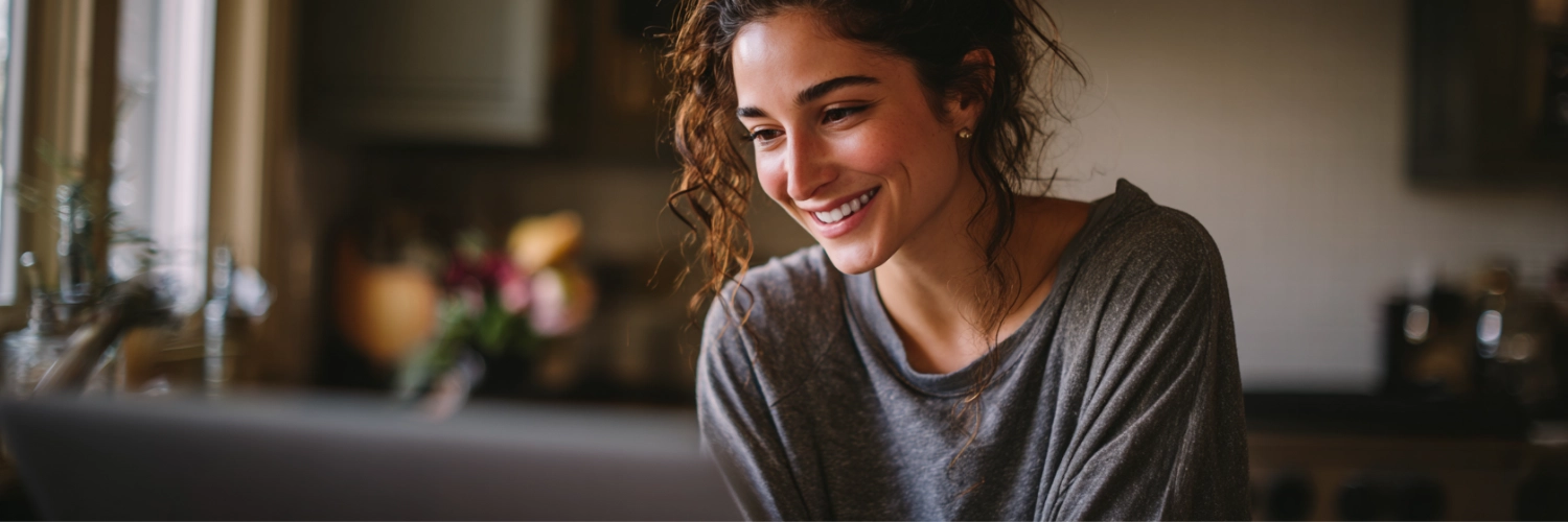 A couple enjoying a virtual date in Houston, connecting over a shared experience
