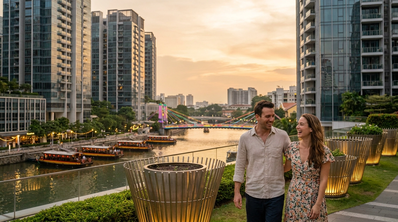 Couple on a date in River Valley, Singapore — ExpatSingles dating for expats