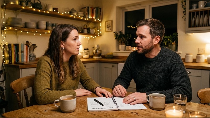 A couple having an honest conversation about their boundaries and intentions