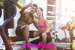 Two people meeting at an upscale fitness club for a healthy workout.