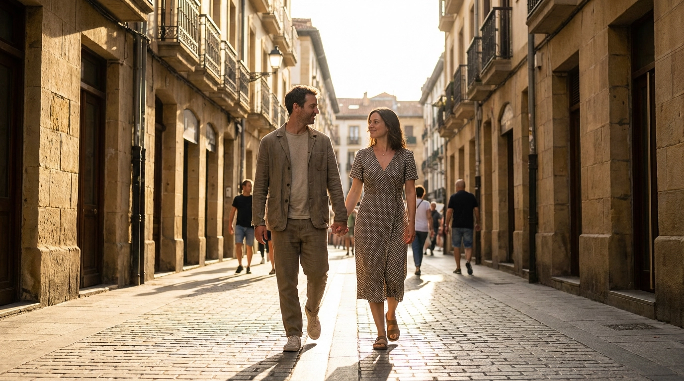 Couple on a date in San Sebastian, Spain — ExpatSingles dating for expats