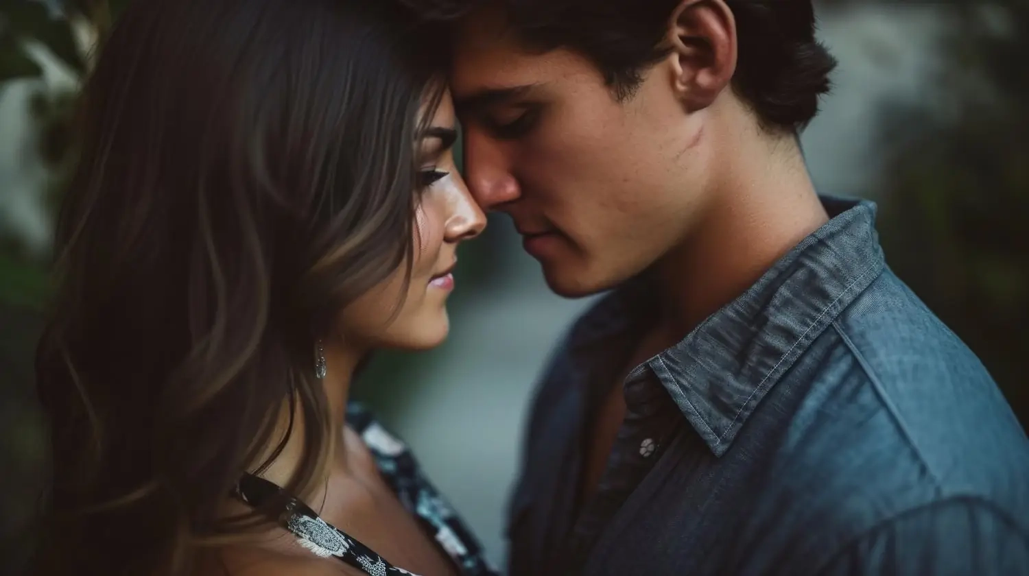 A Jewish couple sharing a close, affectionate moment together