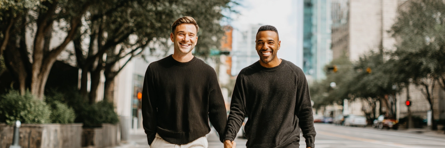 A vibrant image representing diverse relationships, showcasing love and connection in Houston's gay community.