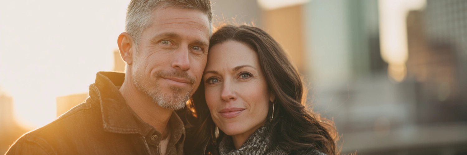 A romantic sunset view of Dallas skyline for date night ideas