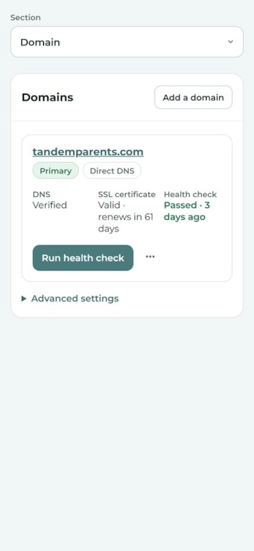 Domain, on a phone.