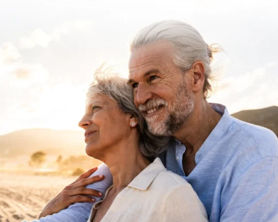 Mature couple at sunset
