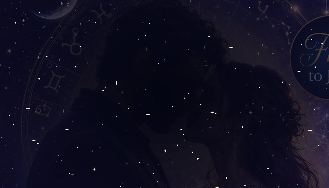 A cinematic romantic astrology dating scene