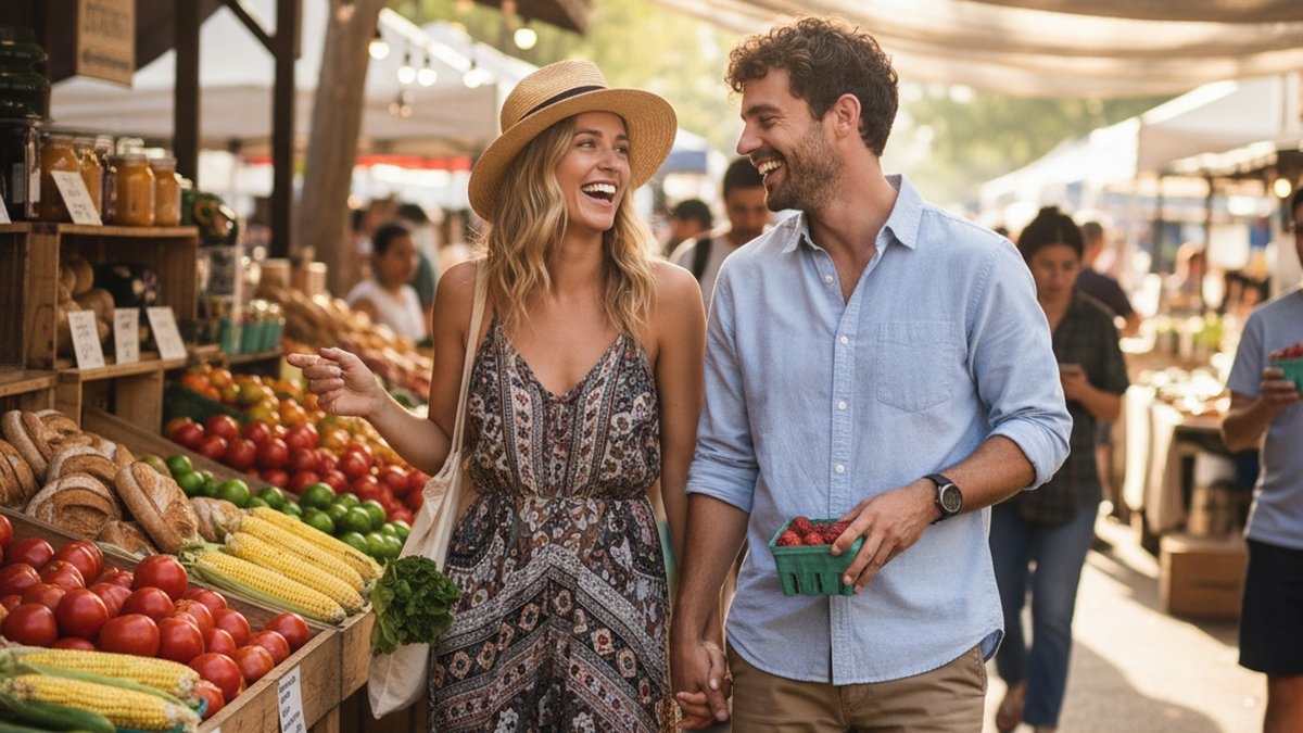 Two people enjoying an outdoor activity on a sober first date