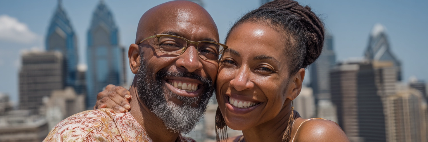 An inviting image of mature singles connecting in Philadelphia, capturing the essence of meaningful relationships.