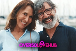 Mature couple enjoying a walking date arranged through Over 50 Love Hub.