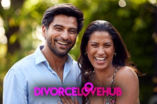 Man and woman smiling while meeting for a walk on a date on divorced singles dating site.