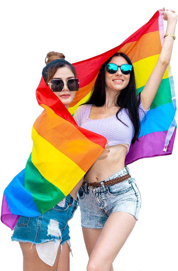 Sexy Lesbian girls posing on the beach from the Lesbian Lovers FEMLover.com dating app